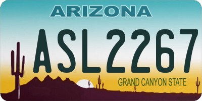 AZ license plate ASL2267
