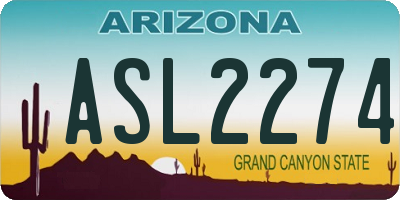 AZ license plate ASL2274