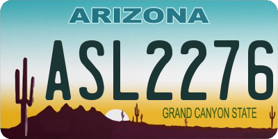 AZ license plate ASL2276