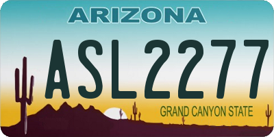 AZ license plate ASL2277