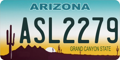 AZ license plate ASL2279