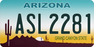 AZ license plate ASL2281
