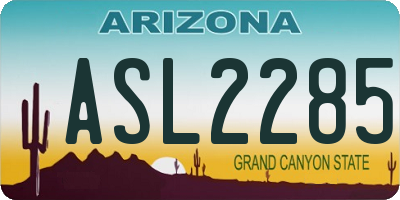 AZ license plate ASL2285