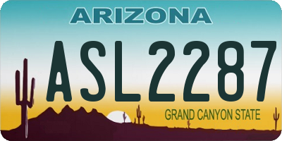 AZ license plate ASL2287