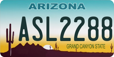 AZ license plate ASL2288
