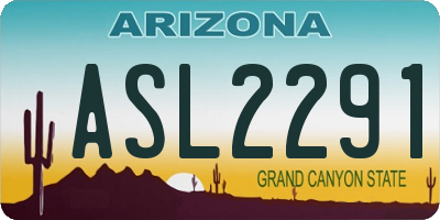 AZ license plate ASL2291