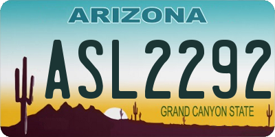 AZ license plate ASL2292