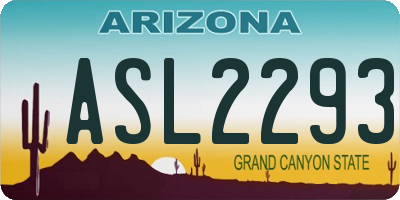 AZ license plate ASL2293