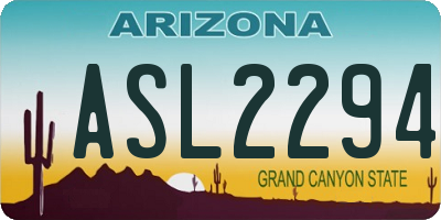 AZ license plate ASL2294