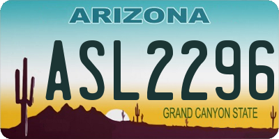 AZ license plate ASL2296