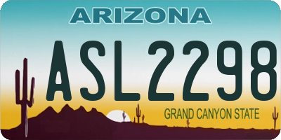 AZ license plate ASL2298