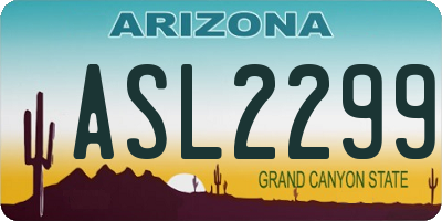 AZ license plate ASL2299