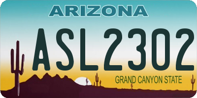 AZ license plate ASL2302