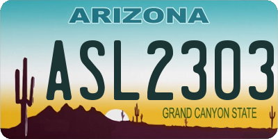 AZ license plate ASL2303