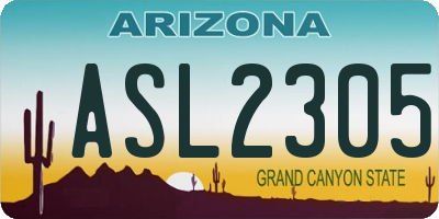 AZ license plate ASL2305