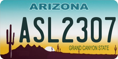 AZ license plate ASL2307