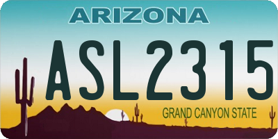 AZ license plate ASL2315