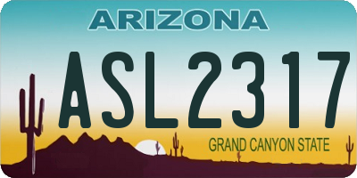 AZ license plate ASL2317