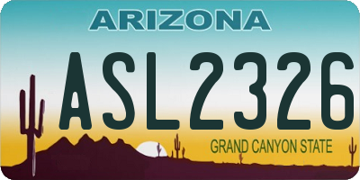 AZ license plate ASL2326