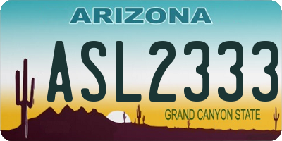 AZ license plate ASL2333