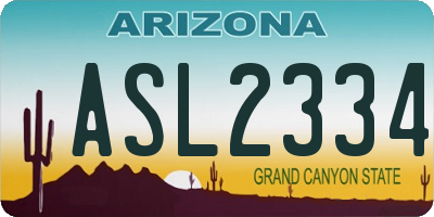 AZ license plate ASL2334