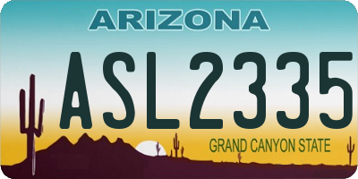 AZ license plate ASL2335