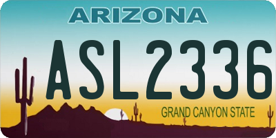 AZ license plate ASL2336