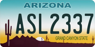 AZ license plate ASL2337