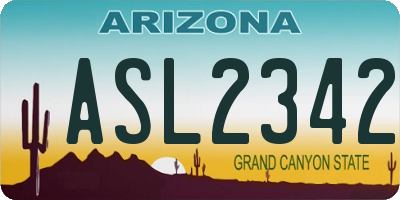 AZ license plate ASL2342
