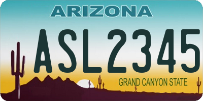 AZ license plate ASL2345