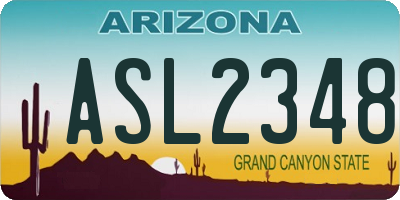 AZ license plate ASL2348
