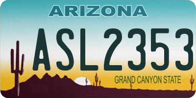 AZ license plate ASL2353