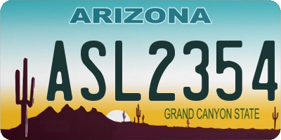 AZ license plate ASL2354