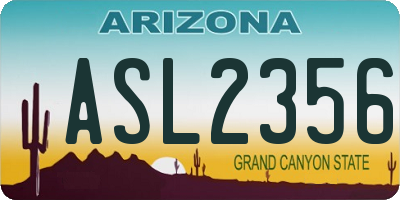 AZ license plate ASL2356
