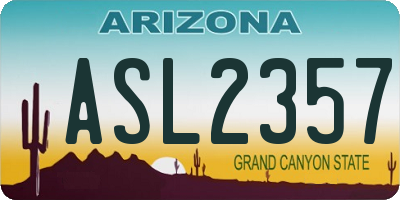 AZ license plate ASL2357
