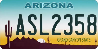 AZ license plate ASL2358