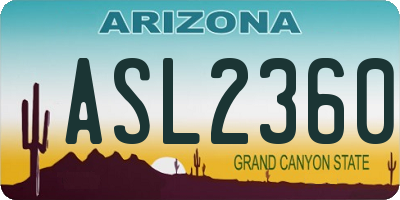 AZ license plate ASL2360