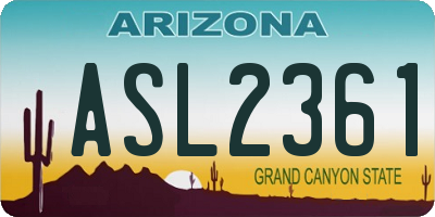 AZ license plate ASL2361