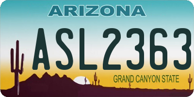 AZ license plate ASL2363