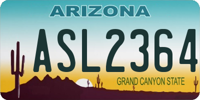 AZ license plate ASL2364