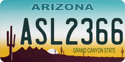 AZ license plate ASL2366