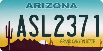 AZ license plate ASL2371