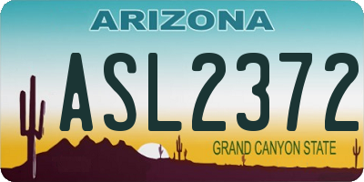 AZ license plate ASL2372