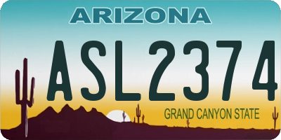 AZ license plate ASL2374
