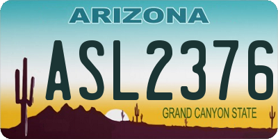 AZ license plate ASL2376