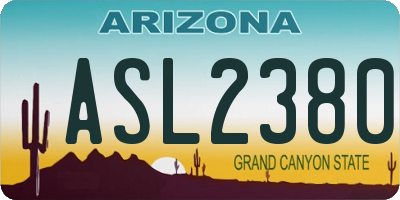 AZ license plate ASL2380