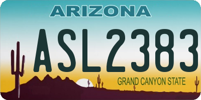AZ license plate ASL2383