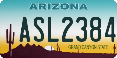 AZ license plate ASL2384