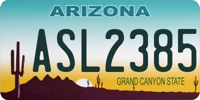AZ license plate ASL2385
