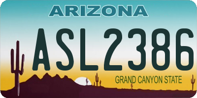 AZ license plate ASL2386